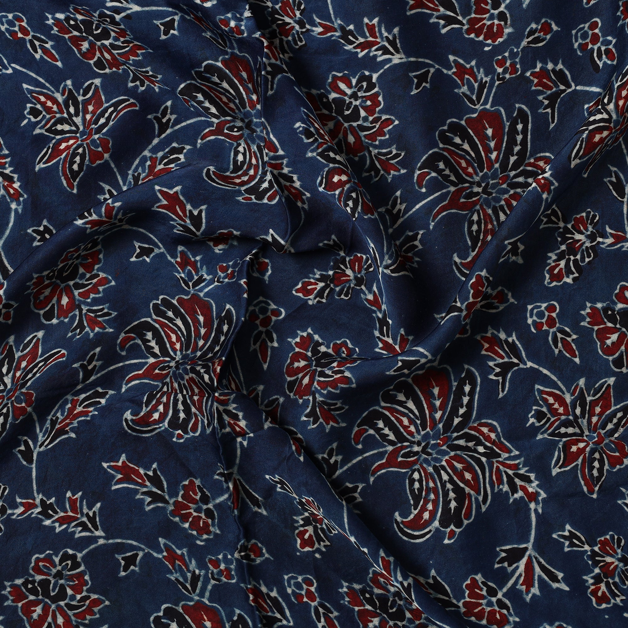 RIYAZ ABDULMAJID KHATRI - AJRAKH Blue - Ajrakh Hand Block Printed Modal Silk Precut Fabric 27 - view 2