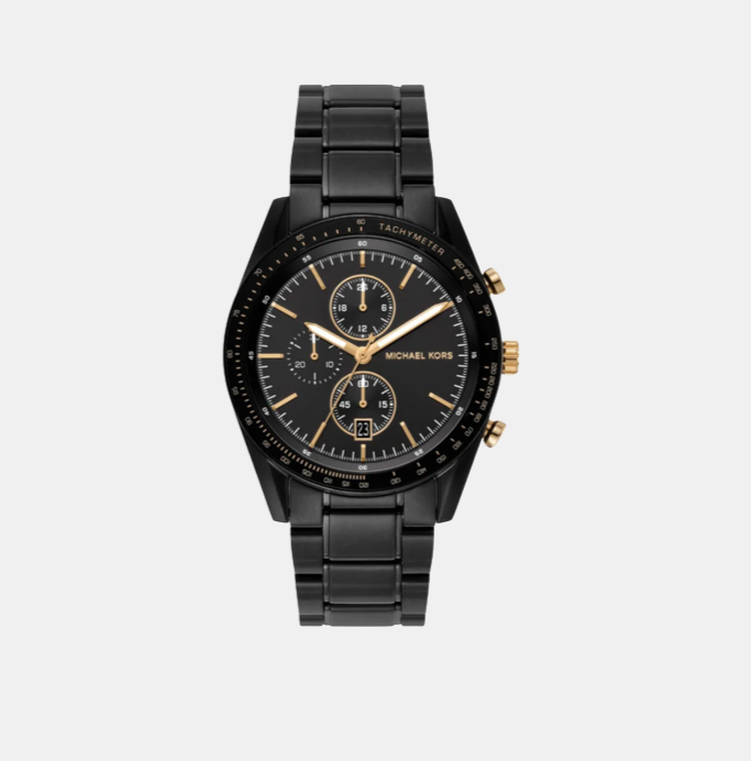 Michael Kors Accelerator Warren Men Quartz Black Dial Chronograph Stainless Steel Watch MK9113