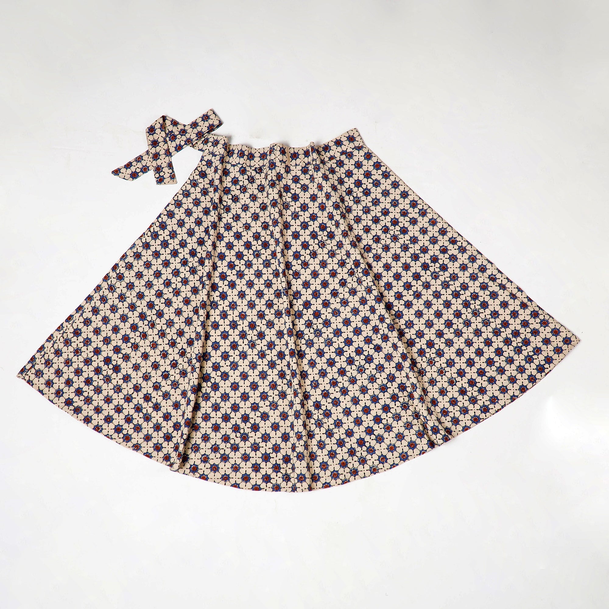 NOORI BAZAR Beige - Block Print Cotton Wrap Around Ajrakh Skirt - view 2