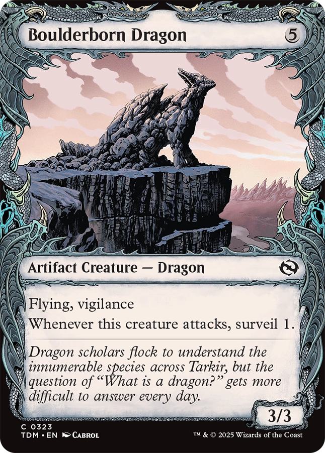Boulderborn dragon 323 – Magic Boulderborn Dragon [323] [Draconic Frame Showcase] [Tarkir: Dragonstorm] [Non-Foil]