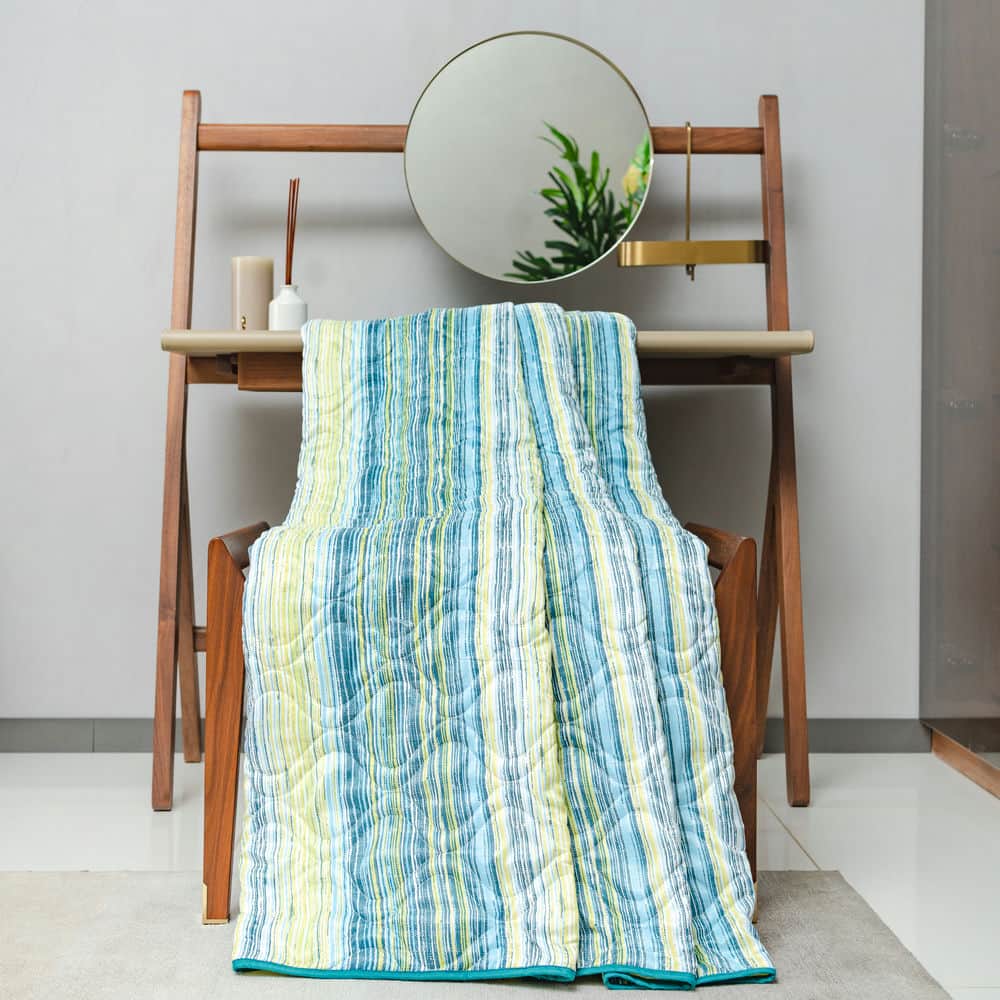 Urban Space -Home Furnishing Store Cotton Bedsheet + AC Blanket Combo Pack - (Combo 16 - Majestic Aqua Green and Grey + London) - view 3