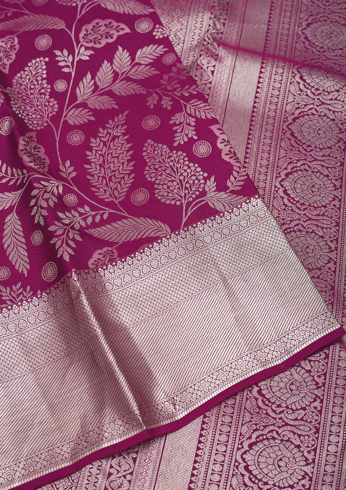 Koskii Wine Zariwork Pure Silk Saree – Women's - view 4