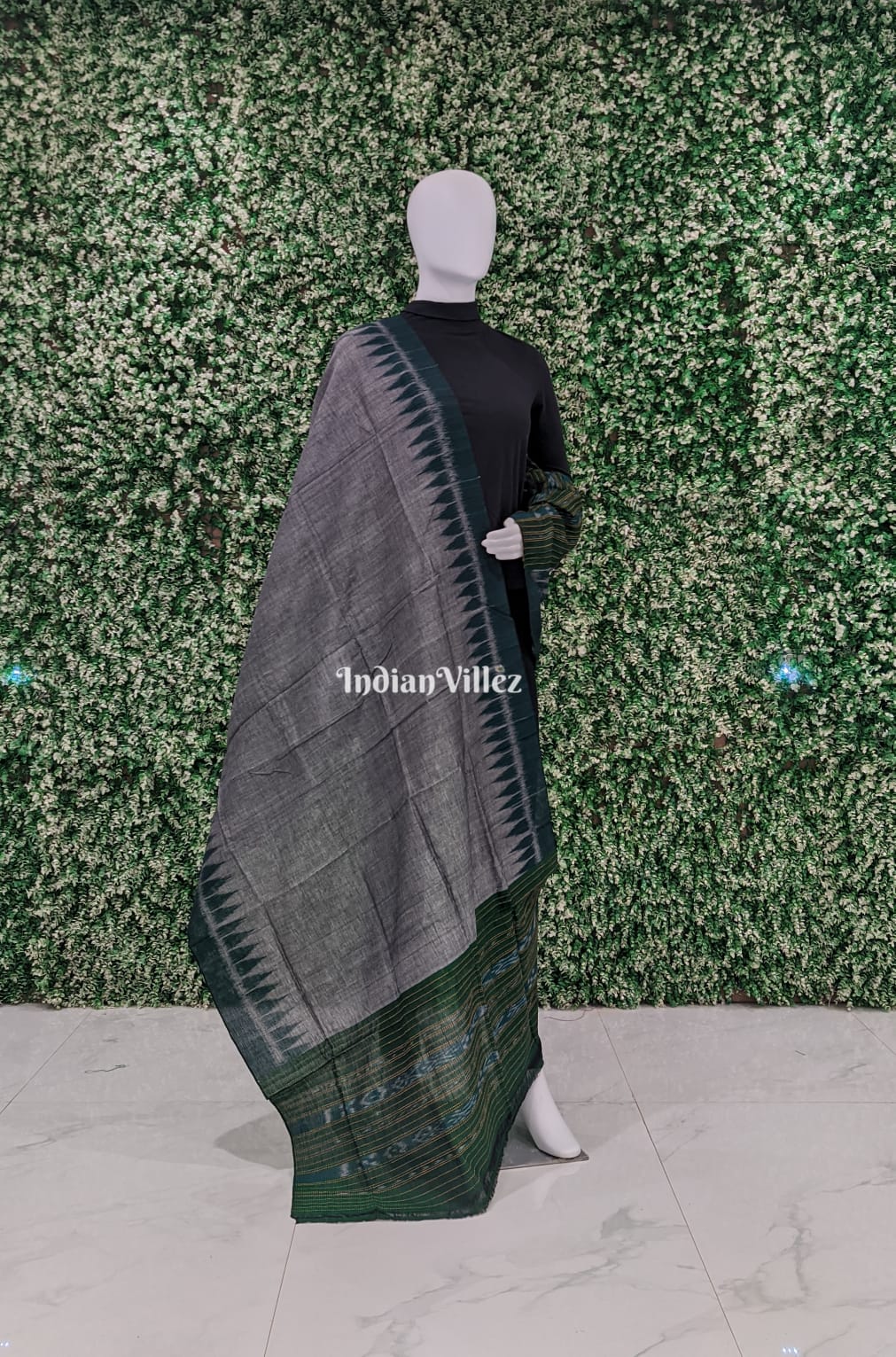 IndianVillèz Grey Butta Design Sambalpuri Ikat Cotton Dupatta Regular price