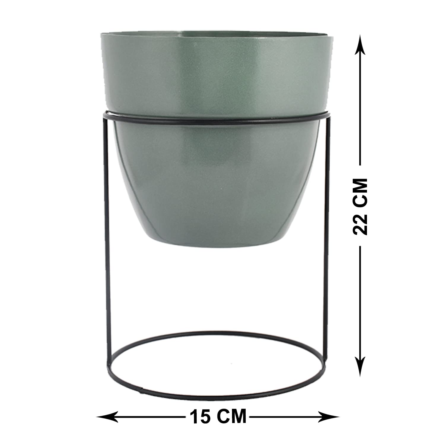 Heart Home Metal Planter|Decorative Modern Indoor Desk Pot|Iron Table Stand Flower Planter Pot for Home D�cor,8.5 Inches,Pack of 2 (Green & Gray) - view 6