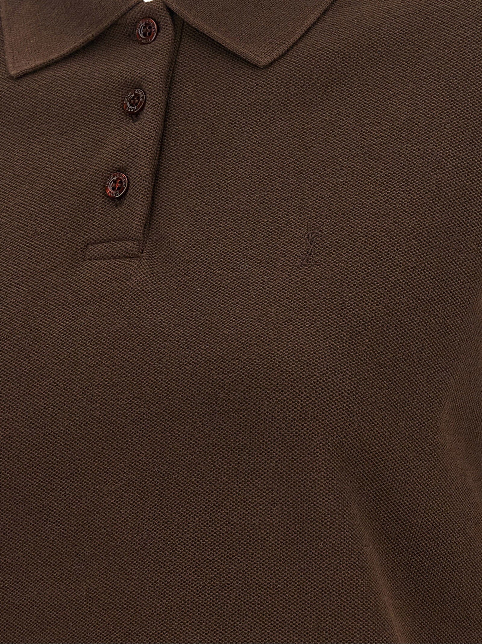Saint Laurent Cassandre Crop Polo Shirt – 100% cotton - view 4