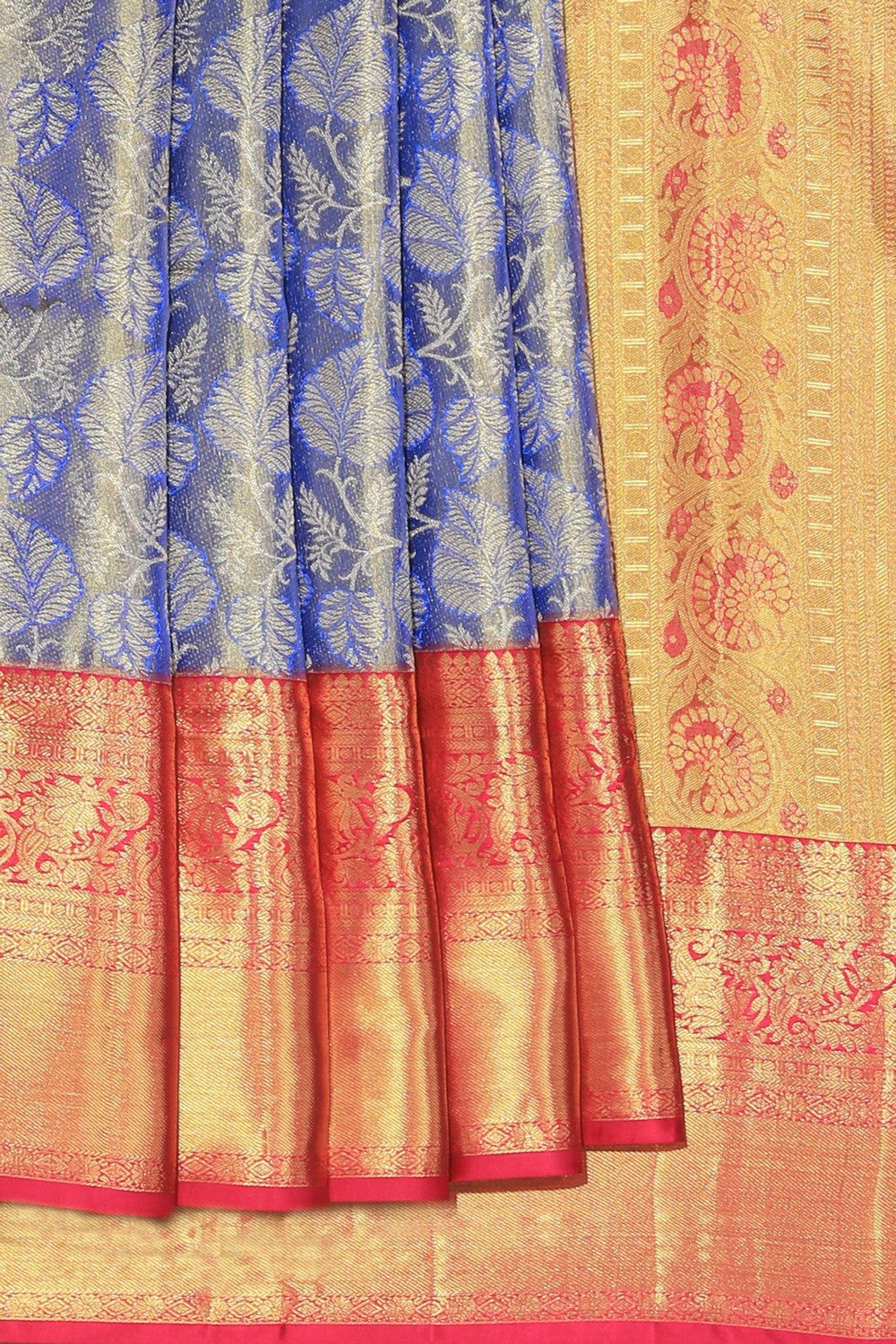 Kalanjali Kanchipattu Brocade Blue Saree – Women's