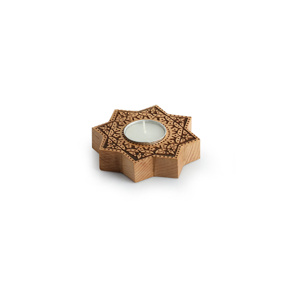 EXCLUSIVELANE 'Jugnu Sitara' Wooden Tea Light Holder - view 2