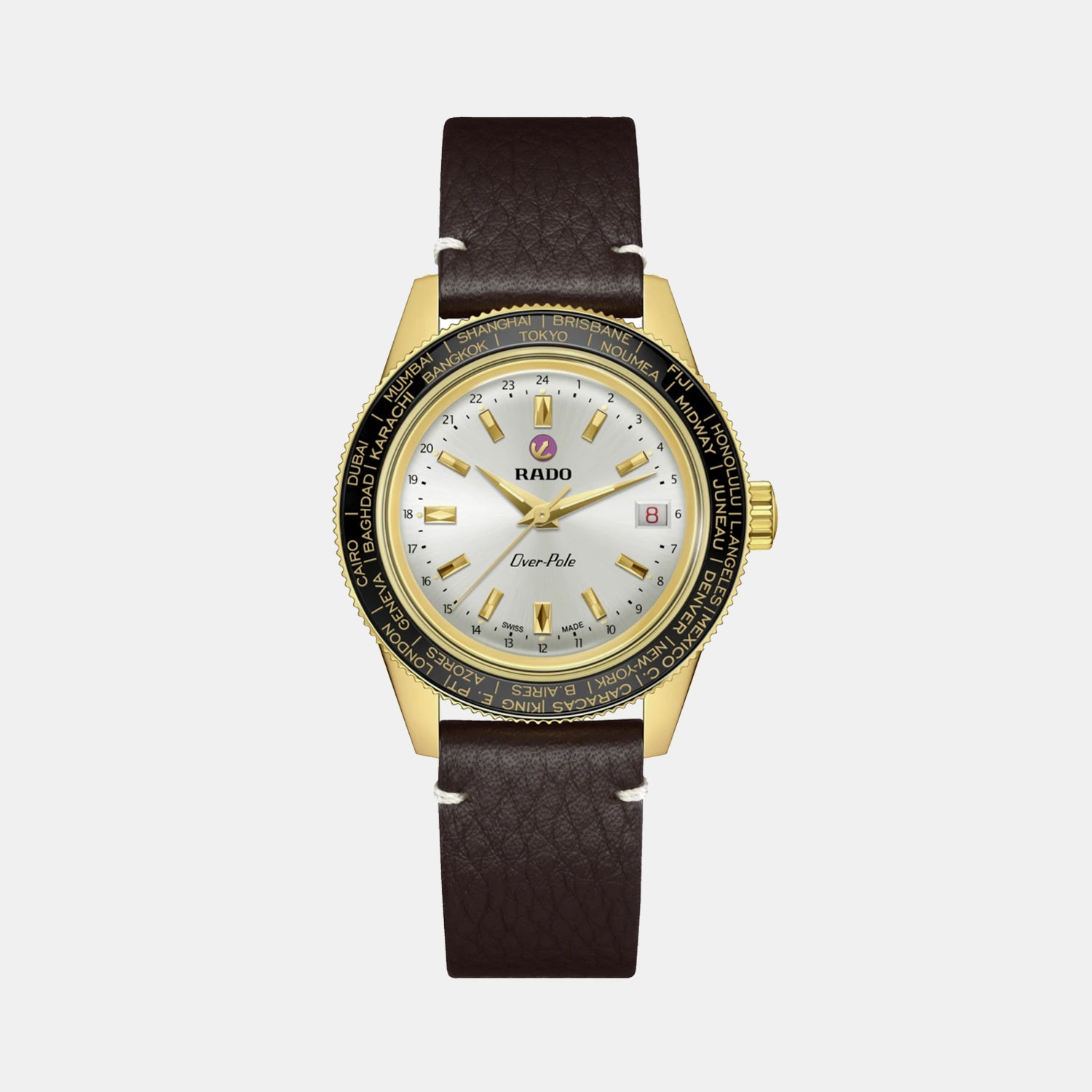 Captain Cook Over-Pole Rado Men Automatic Silver Dial Analog Leather Watch R32193018