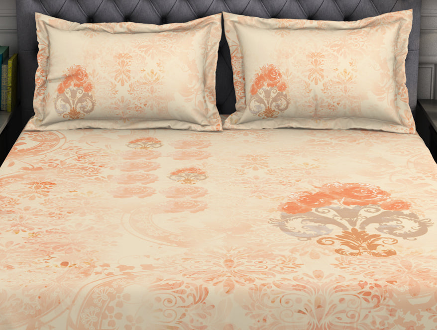 Spaces India Ornate Light Orange 100% Cotton King Size Bedsheet Organic Cotton - By Spaces - view 5