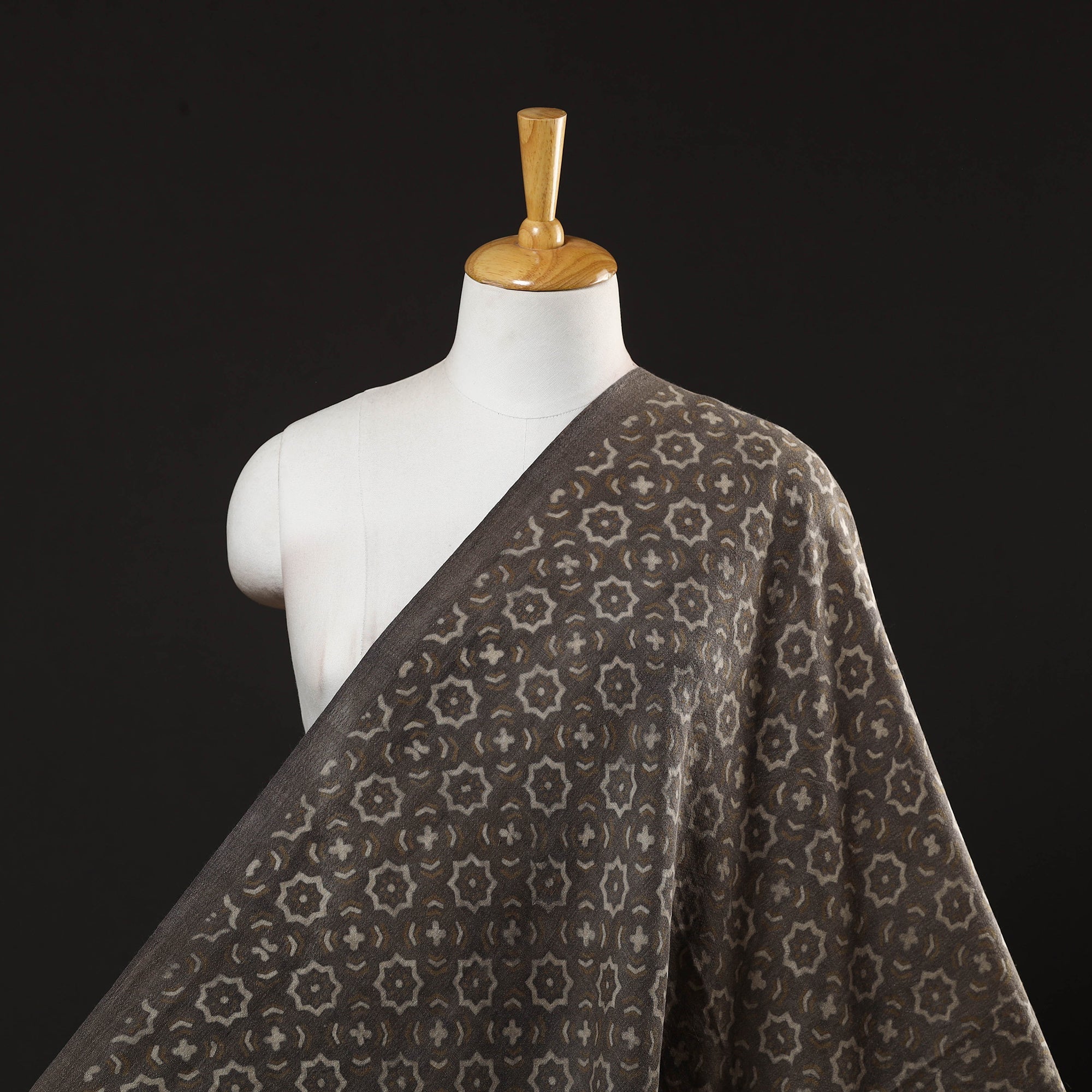 HAVELI CHRONICLES Brown - Pure Wool Handloom Akola Print Fabric 12