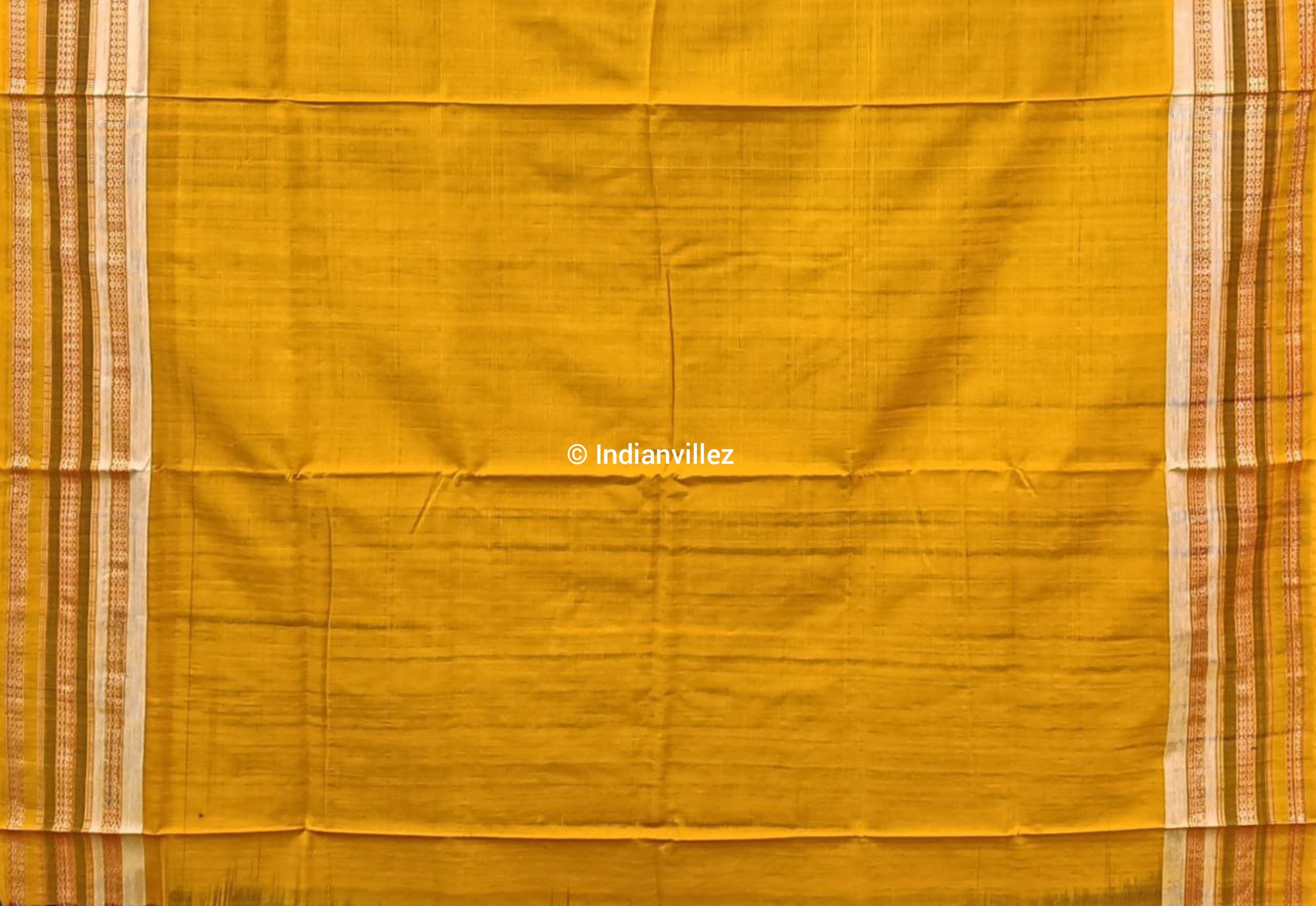 IndianVillèz Blue White Yellow Bomkai Sambalpuri Cotton Saree - view 3