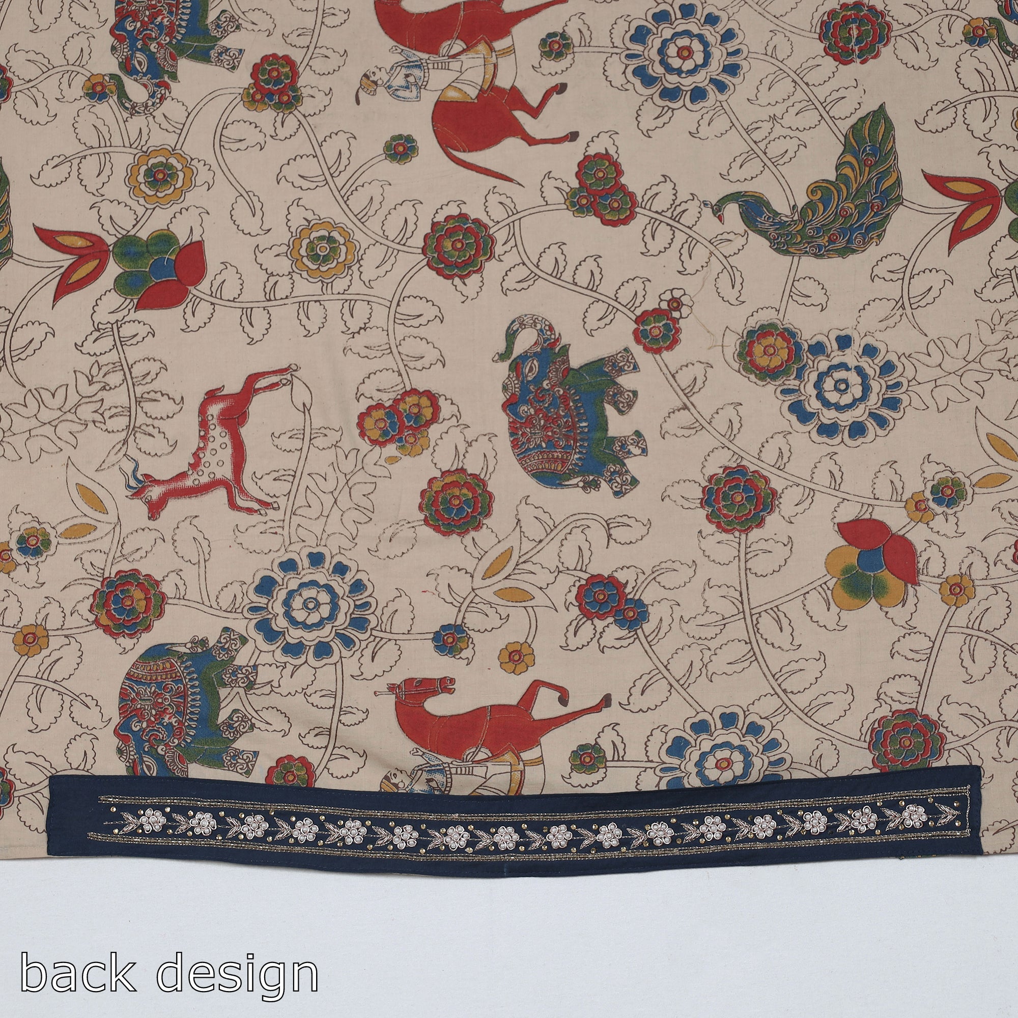 NOORI BAZAR Beige - Zardozi Hand Embroidered Kalamkari Cotton Blouse Piece - view 3