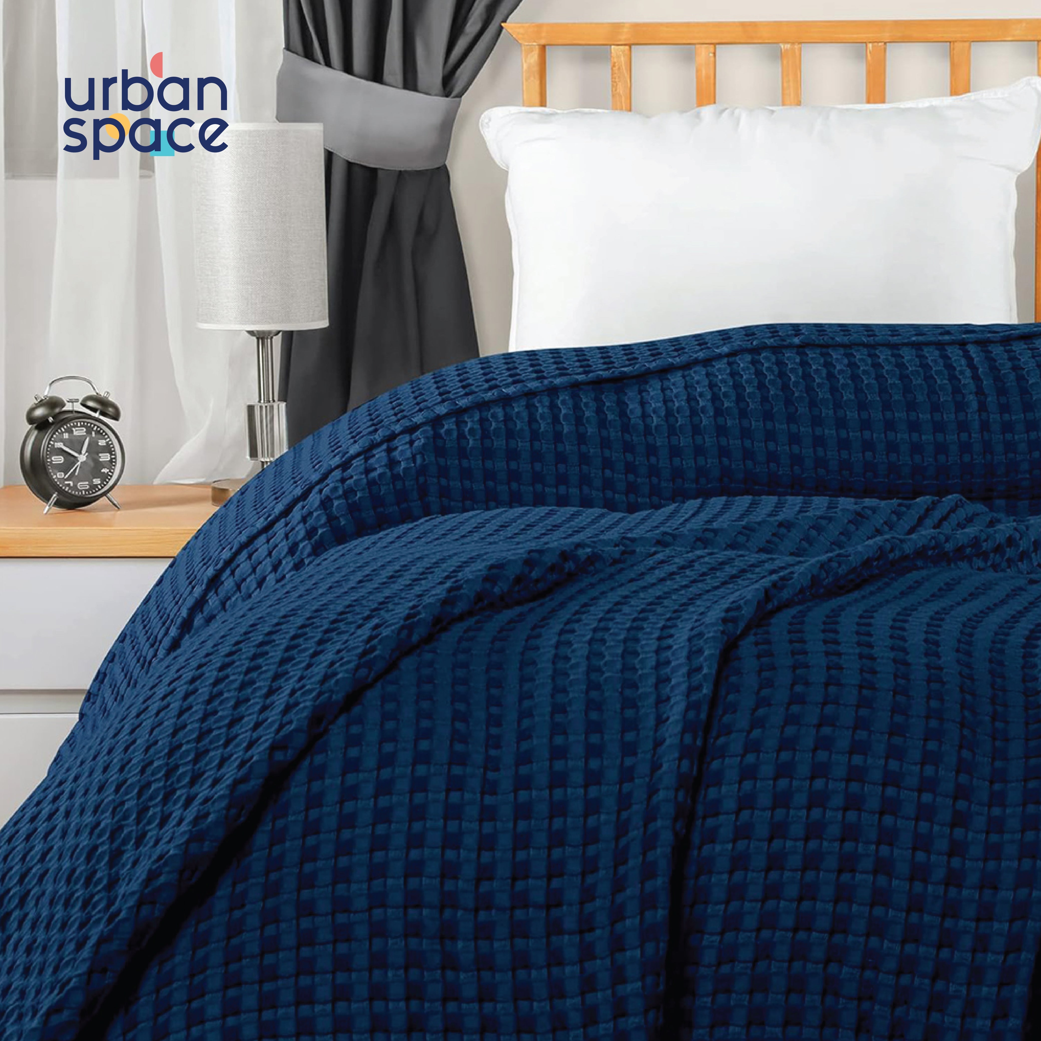 Urban Space -Home Furnishing Store 100% Cotton Waffle Weave Blanket / Cotton Dohar for Bedroom - Navy - view 2
