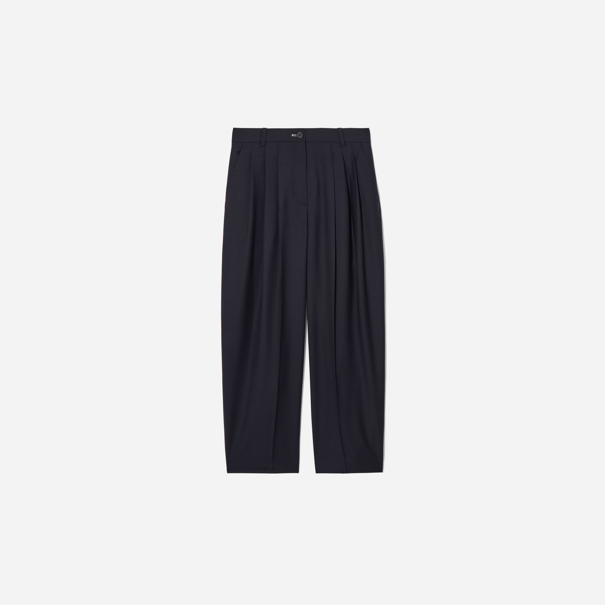 Cos Regular Wool Barrel-Leg Pants – Navy