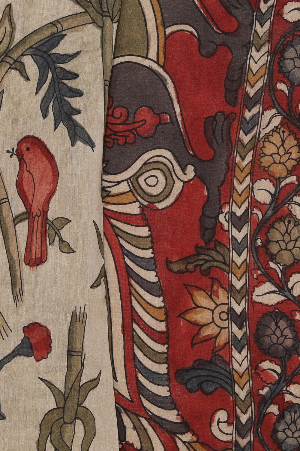 Kalanjali Kalamkari Hand-Painted Beige Saree – Women's - view 2