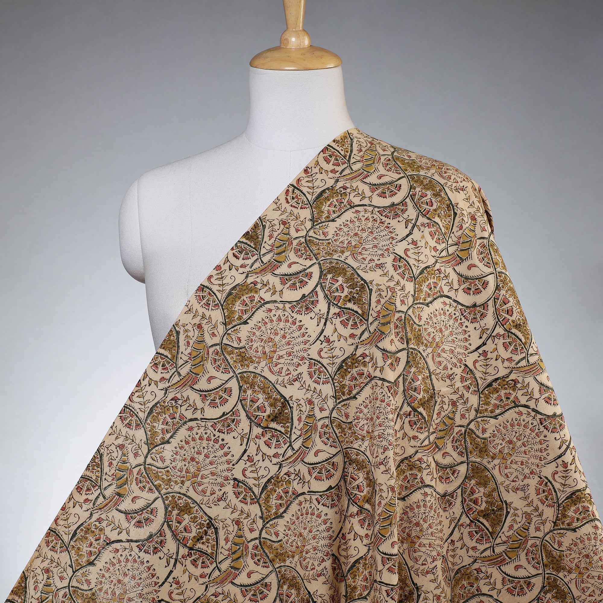 PITCHUKA SRINIVAS KALAMKARI PEDANA Beige - Pedana Kalamkari Block Printing Cotton Fabric