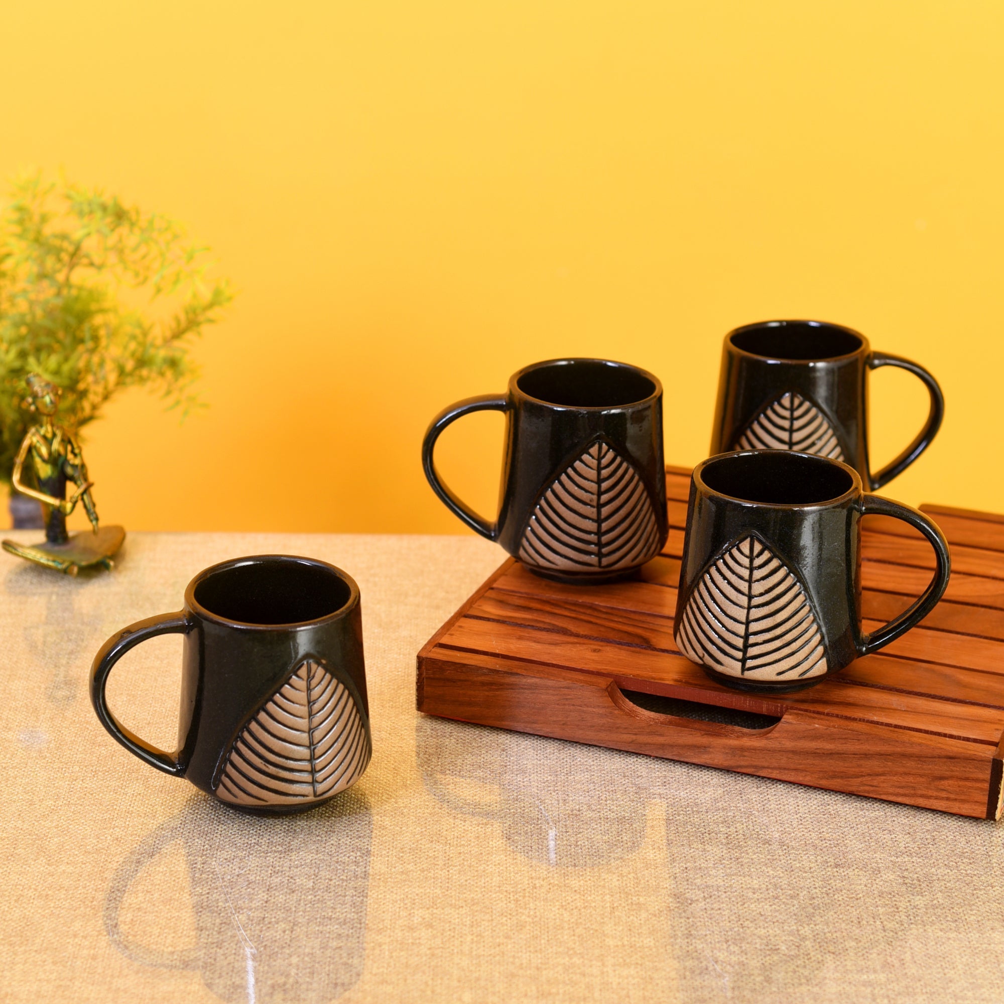 ART CREATIONS BY SUMAN SONTHALIA Brown - Falling Leaves Tea Mugs (Set of 4)