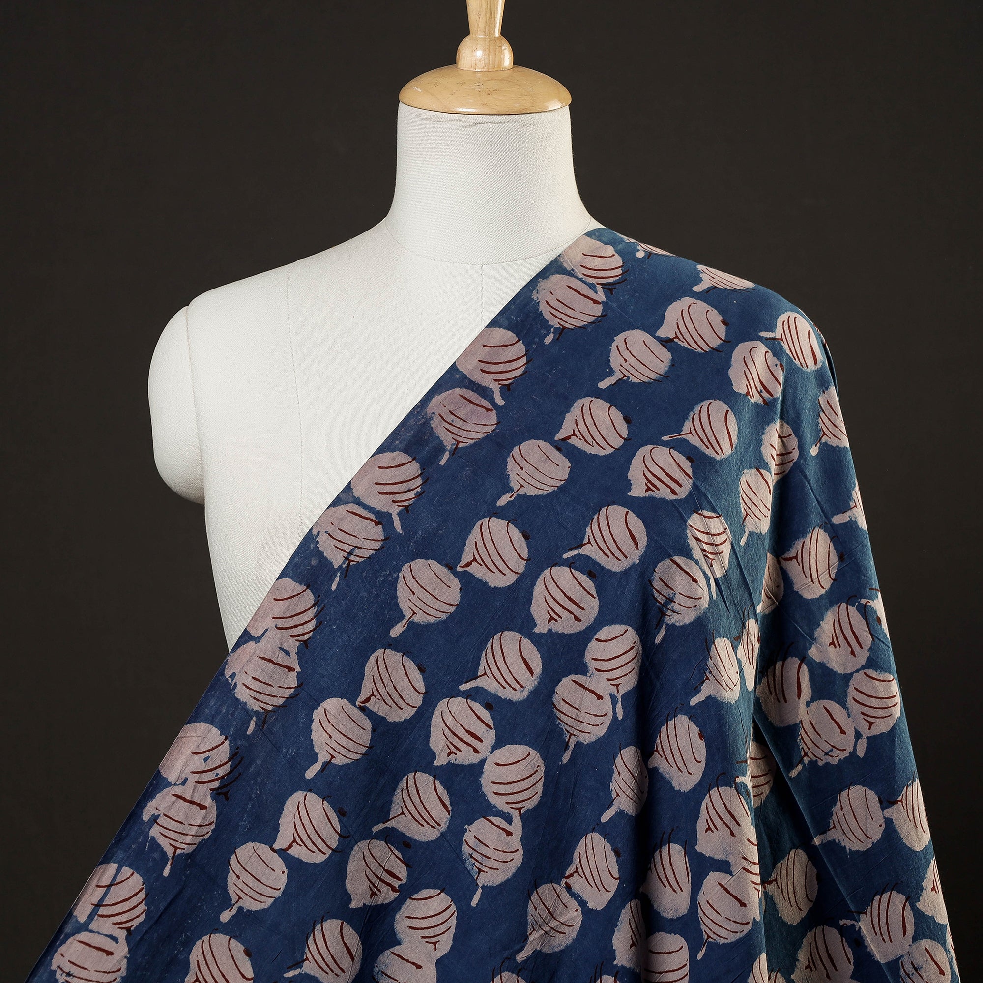 BINDAAS UNLIMITED Blue - Bindaas Block Printed Cotton Natural Dyed Fabric