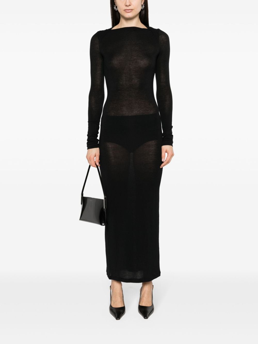 Saint Laurent Wool blend long pencil dress - view 4