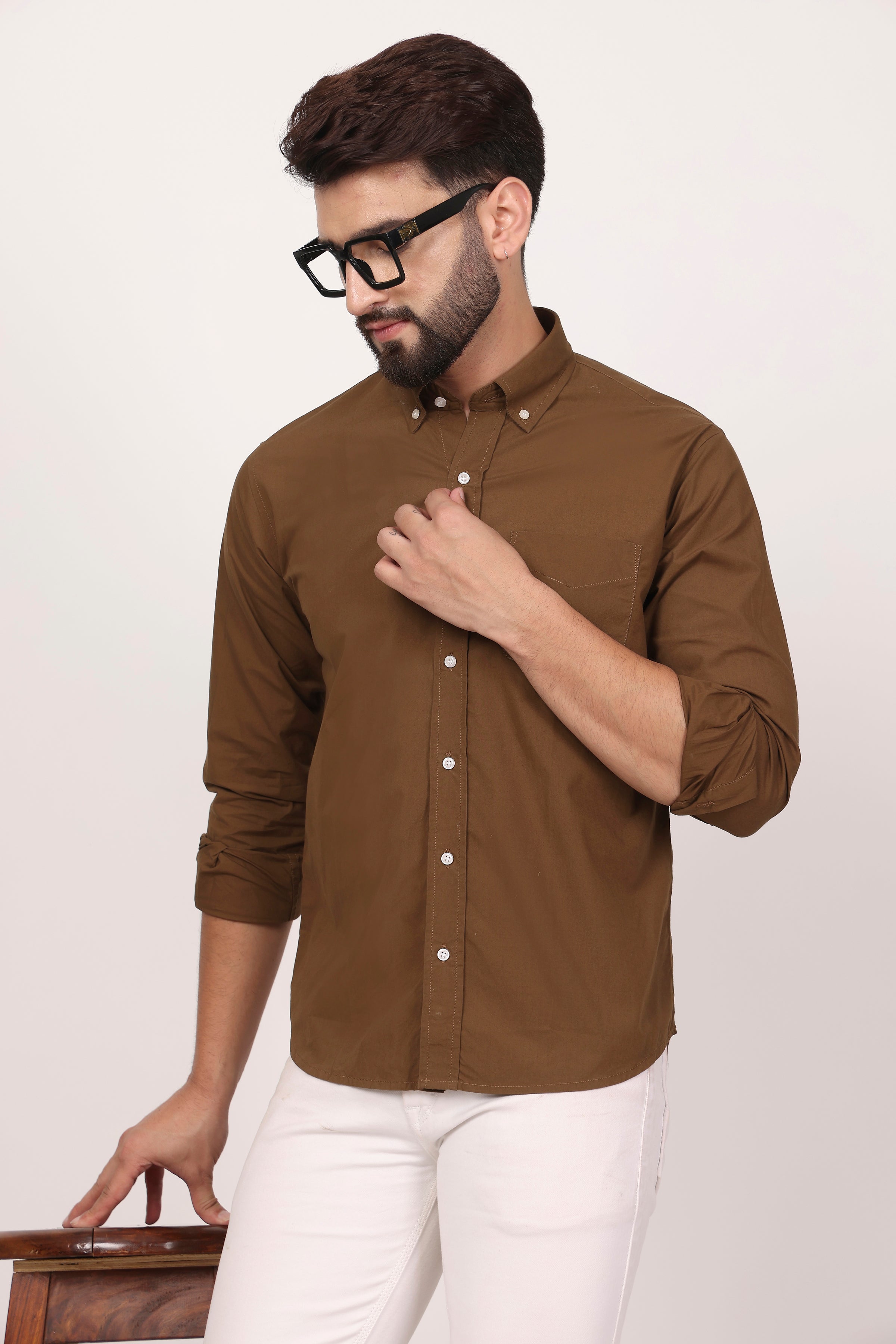 BlackTree New Mehroon Down Button Casual Shirt I 100% Cotton Twill - view 5