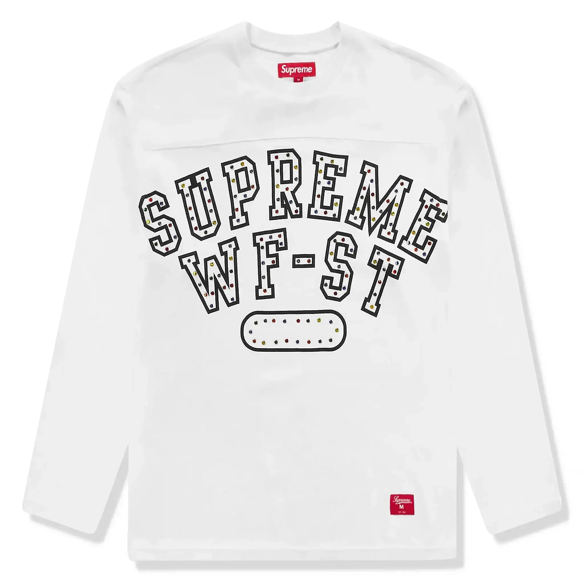 Preloved - Supreme Athletic Studded L/S White T-Shirt