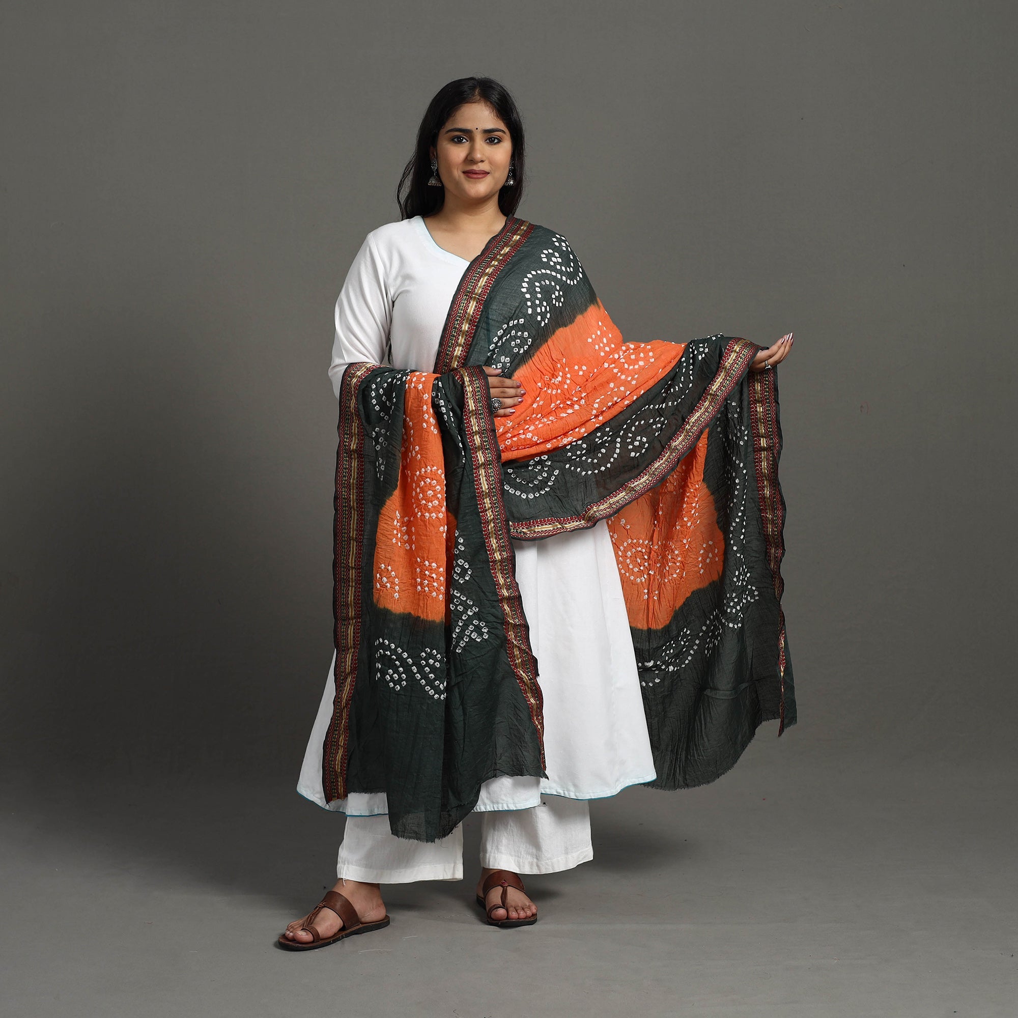KACHCHH JI CHHAAP Black - Kutch Tie-Dye Cotton Bandhani Dupatta with Border 15