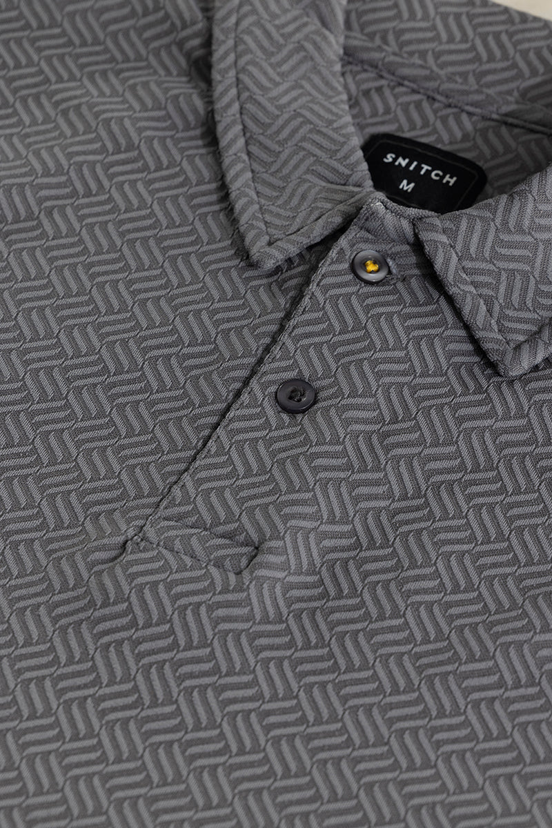 SNITCH Triline Knit Grey Polo T-Shirt - view 2