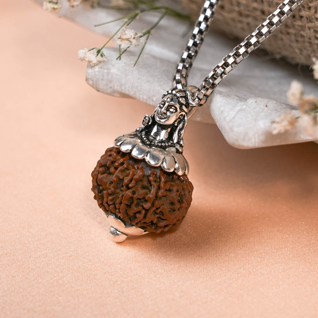 Adiyogi pendant 9 – Prinjal Jewellers Adiyogi Pendant (9 Mukhi Nepali Rudraksha) With Chain