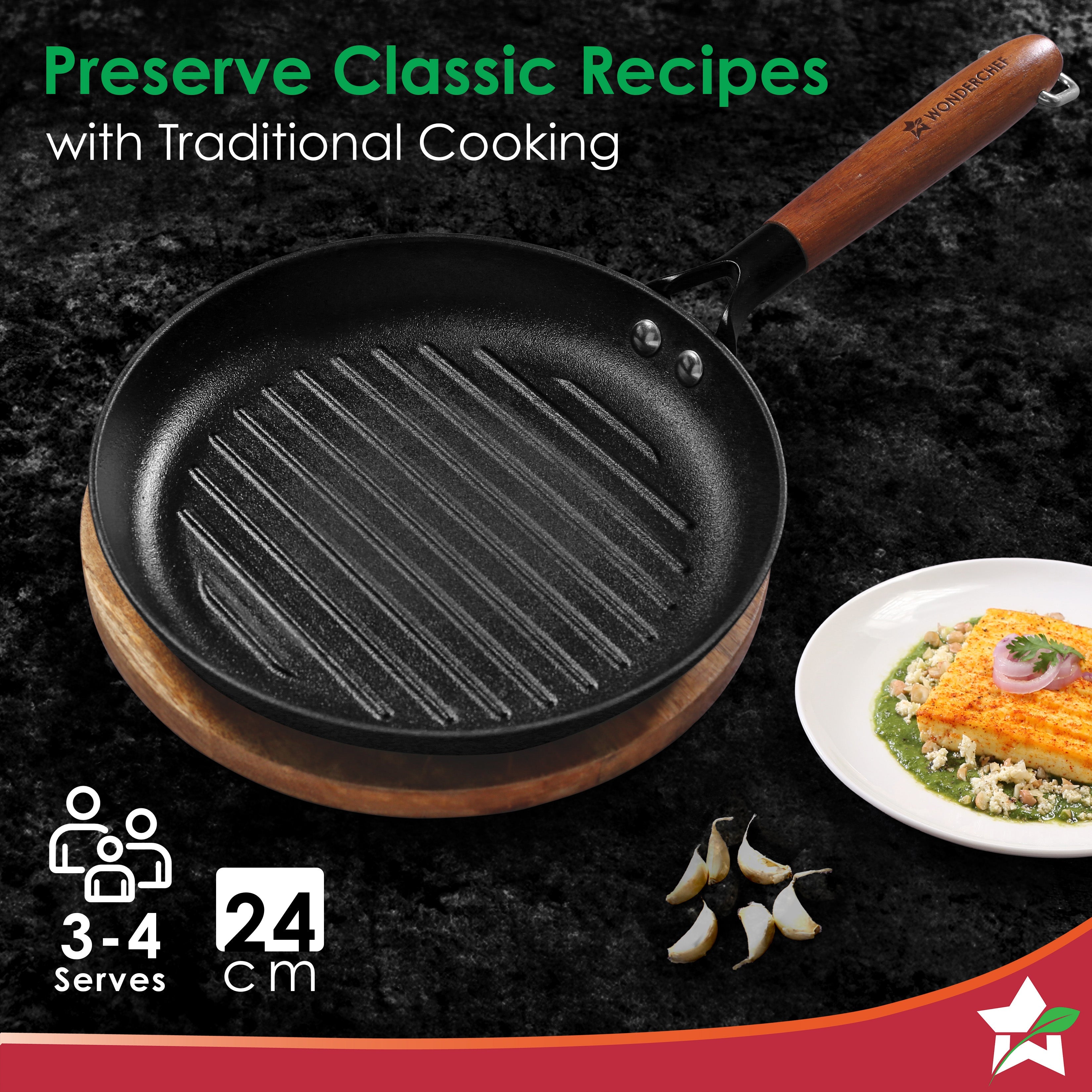 Wonderchef Pre-Seasoned Ferro Light 24cm Grill Pan| 2.5MM - view 8