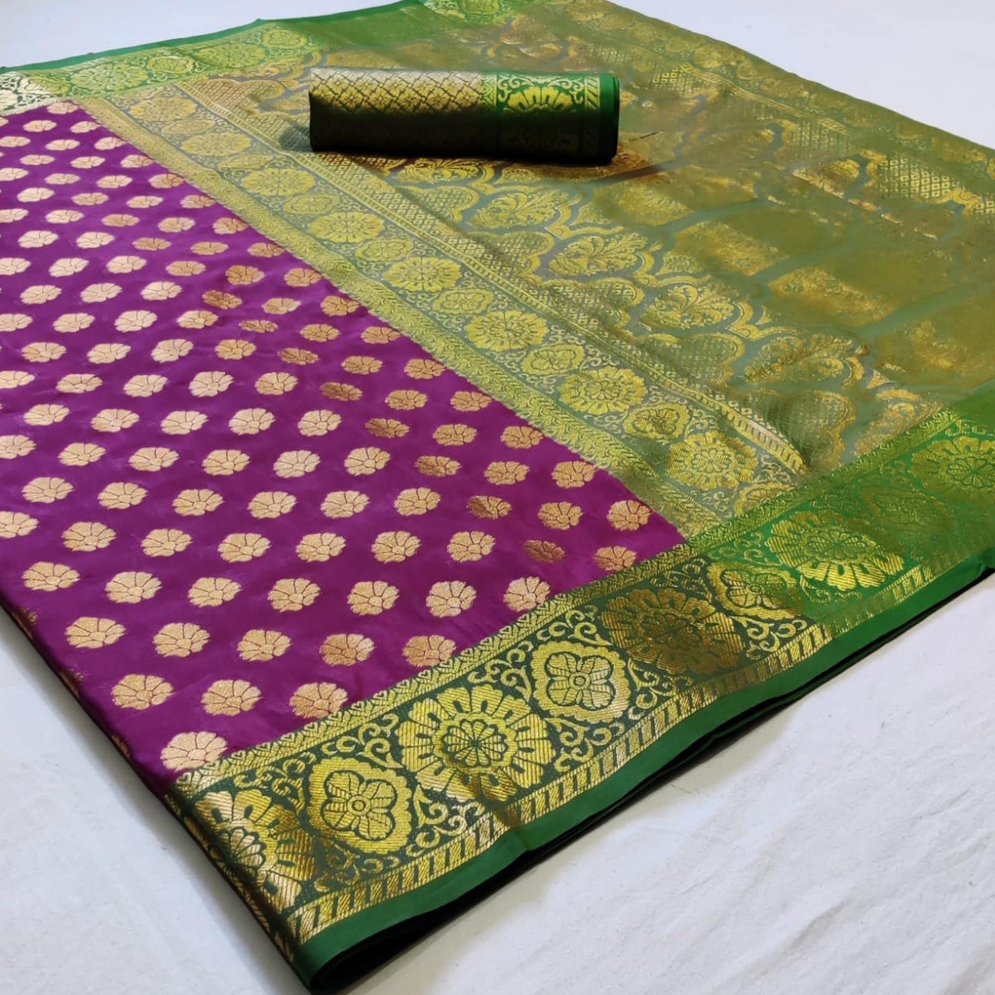 Peachmode Ideal Purple Colored Festive Wear Woven Heavy Silk Saree