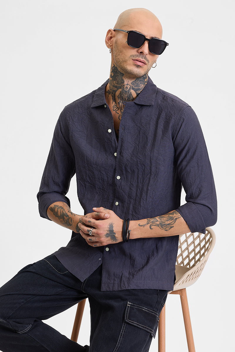 SNITCH Charcoal Grey Crinkle Shirt - view 4