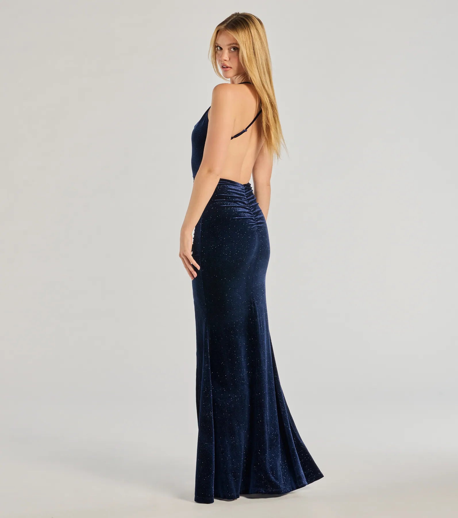 Windsor Lyric Velvet Glitter Open Back Mermaid Dress - view 2