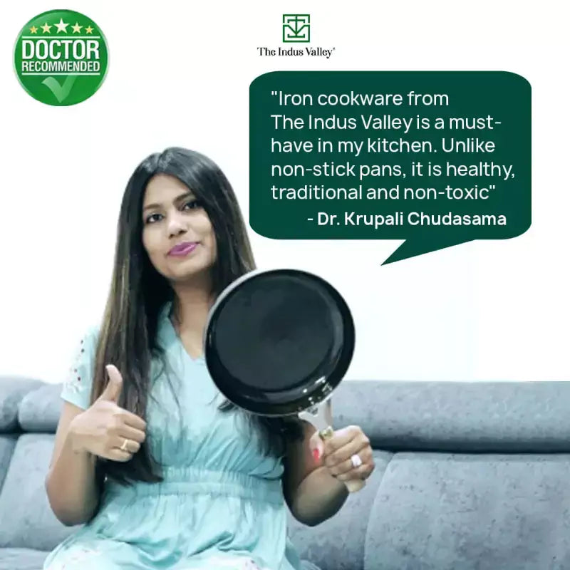 The Indus Valley 100% Pure Iron Cookware Set: Free ₹799 Kadai+ Tawa+ Fry Pan+ Wok, Toxin-free Sheet Iron, Pre-seasoned, Induction & Gas, Kitchen Set f - view 12