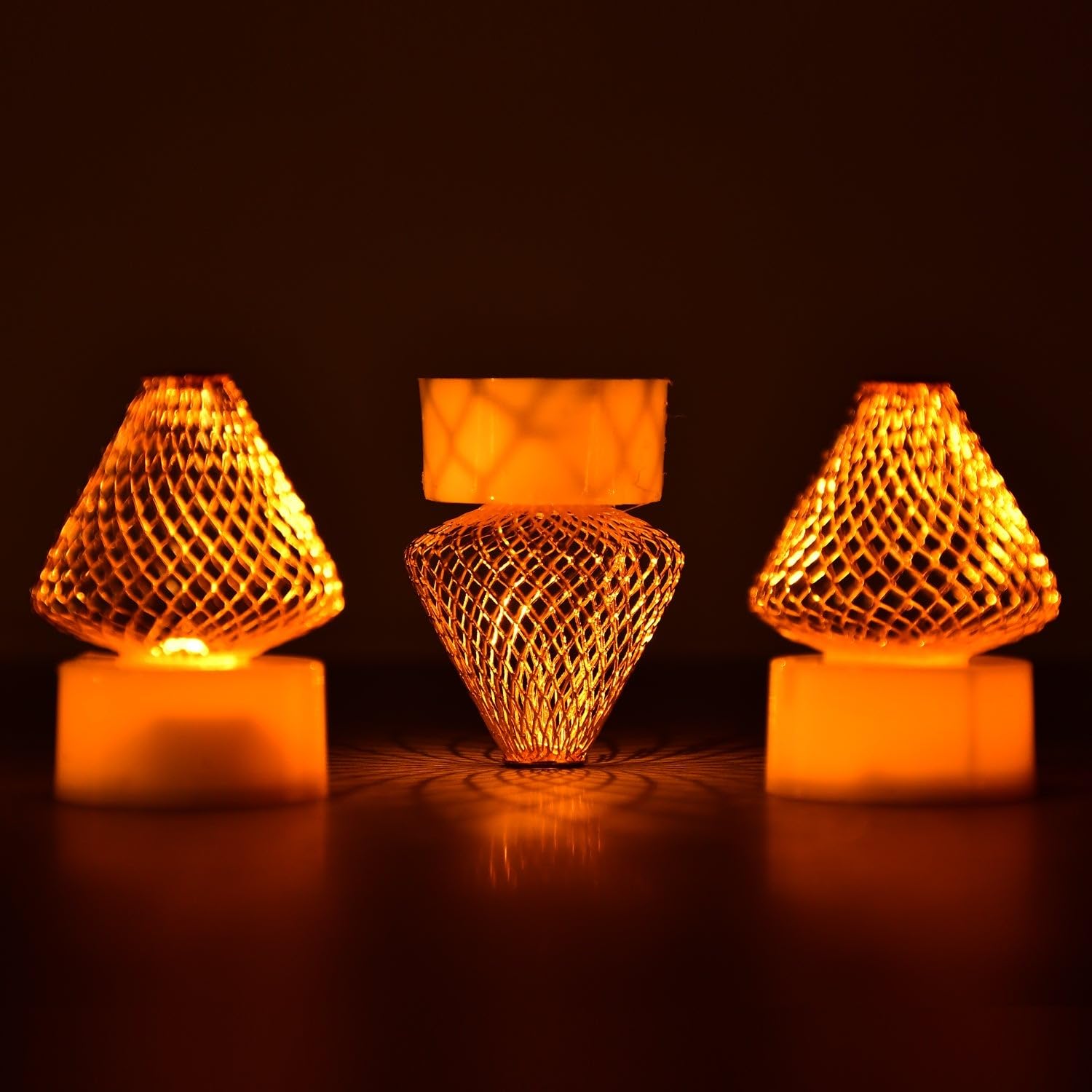 Catterton Multiple Shaped Golden Smokeless Candles (Pack Of 12) - view 2