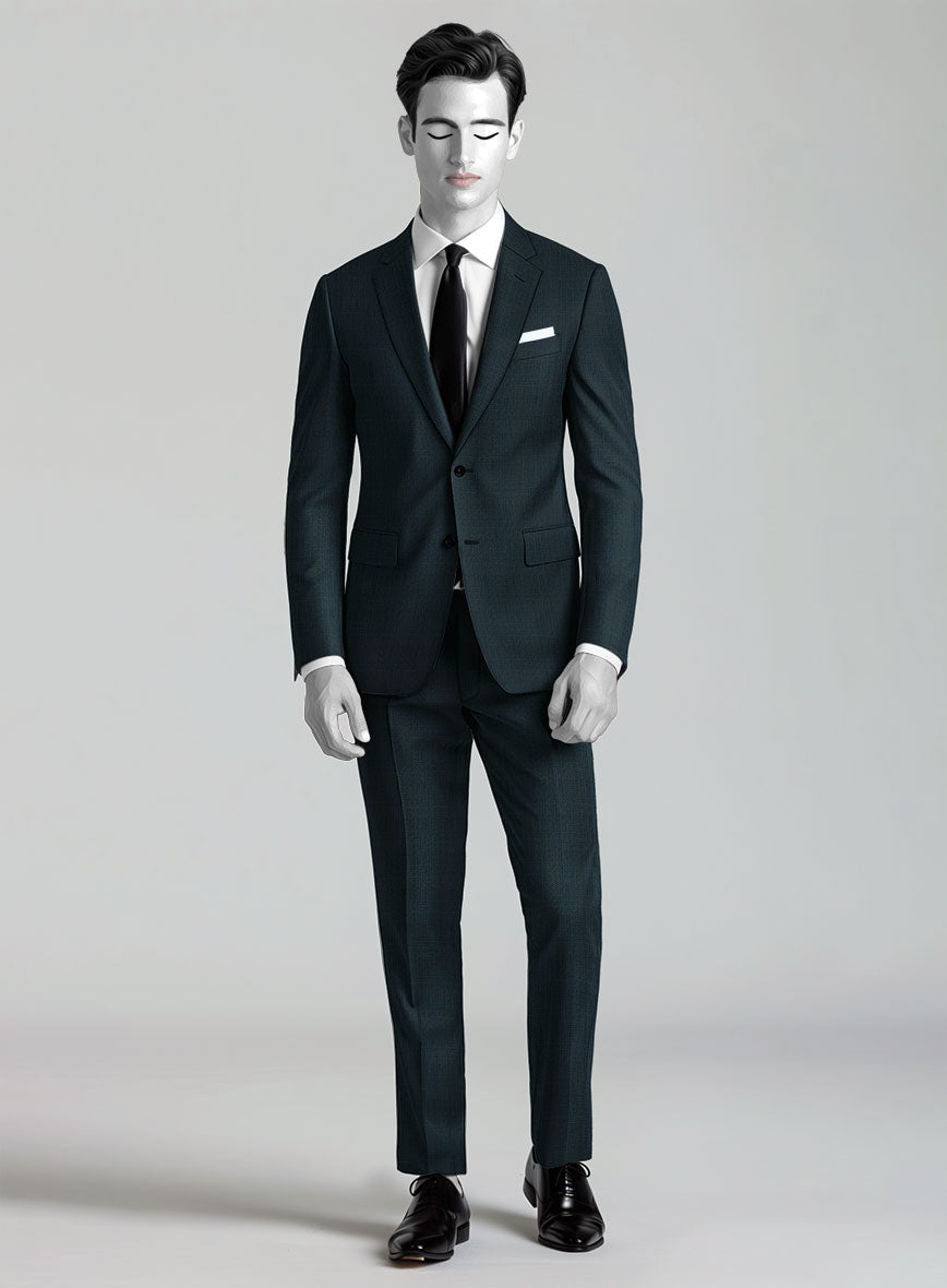 StudioSuits Napolean Xina Tartan Teal Blue Wool Suit