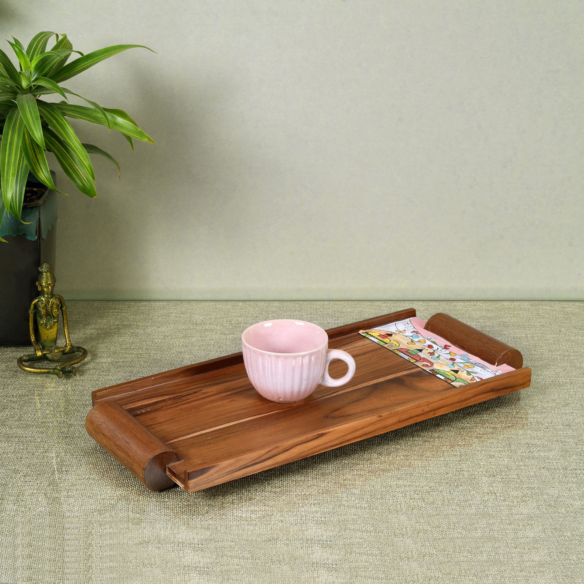 ART CREATIONS BY SUMAN SONTHALIA Brown - Exotic Elephants Handcrafted Serving Tray (16.5x7.5x1.5)