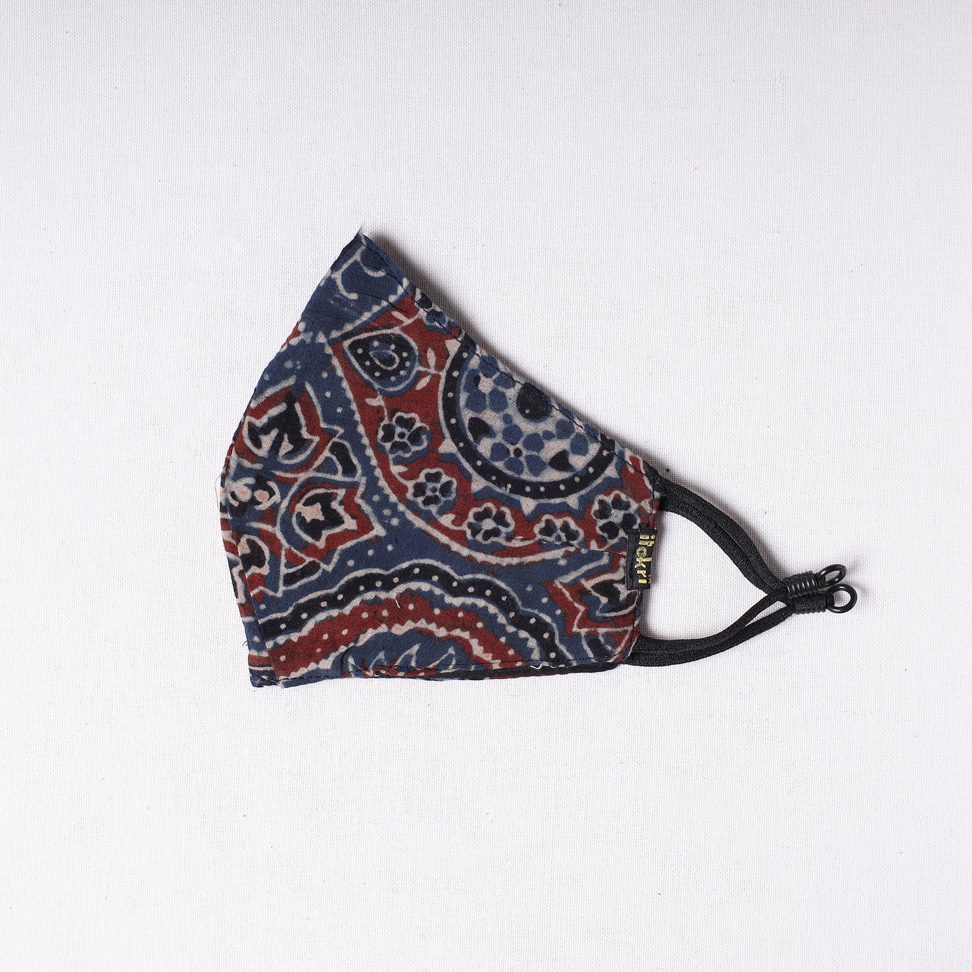 JALPARI Ajrakh Block Printed Cotton 3 Layer Snug Fit Face Cover