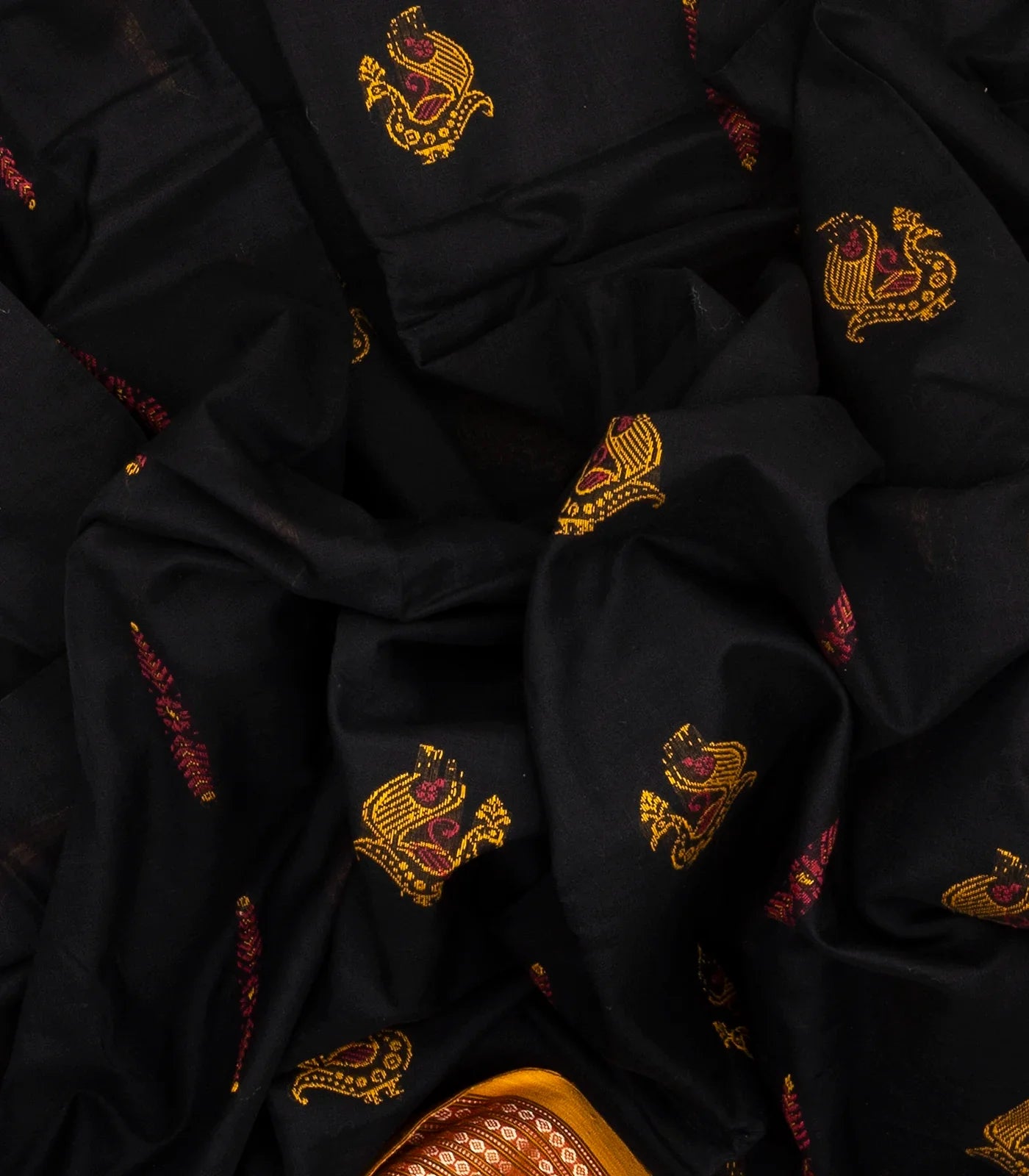 RmKV Black Handloom Orissa Cotton Saree With Tie & Dye Pallu - view 3