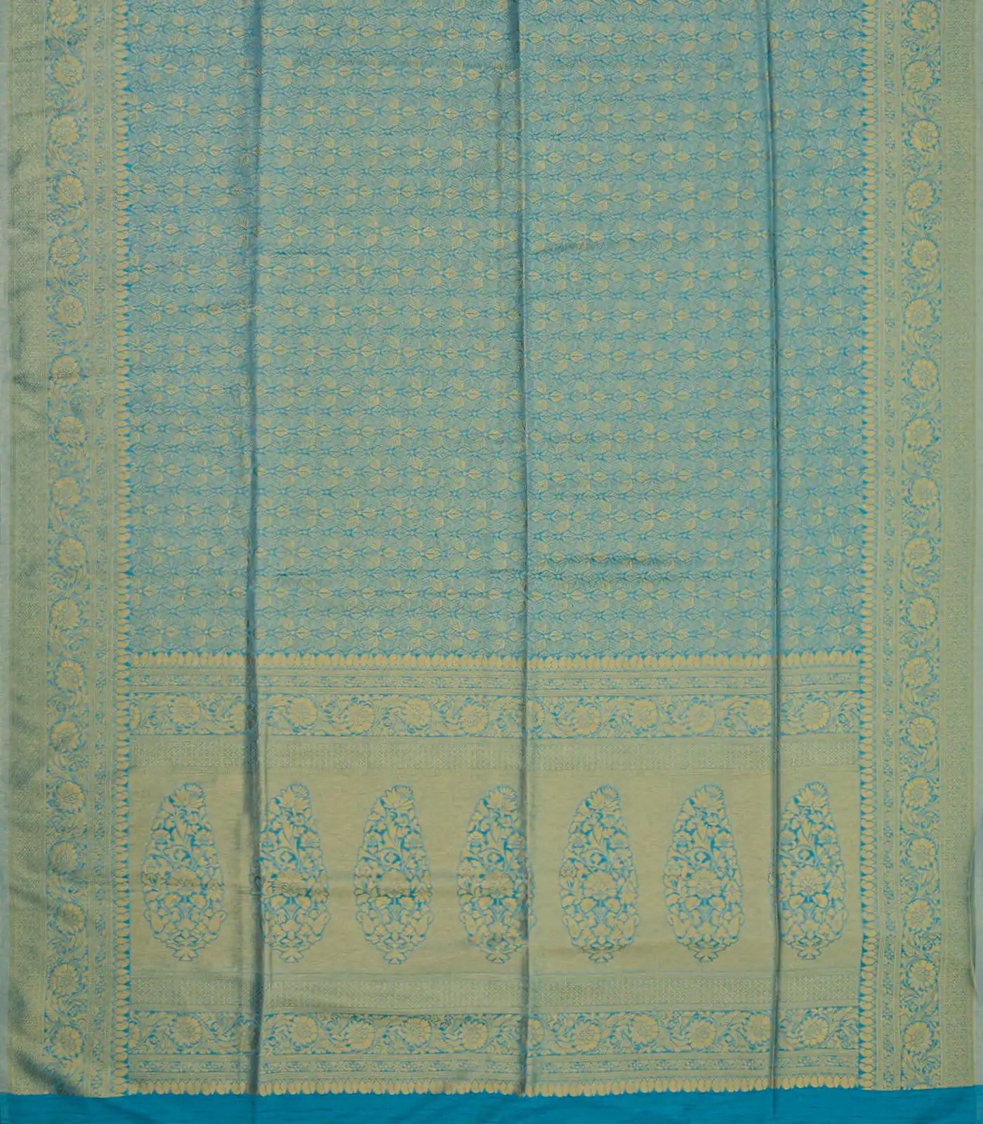 RmKV Blue Woven Art Dupion Saree With Floral Motifs-Blue - view 2