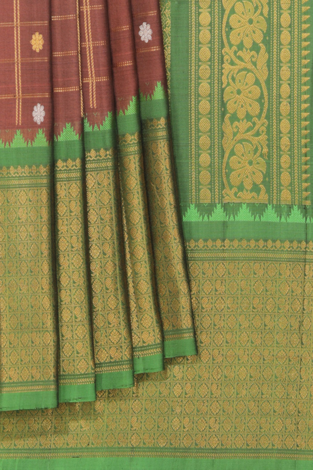 Kalanjali Gadwal Brown Saree – Women's
