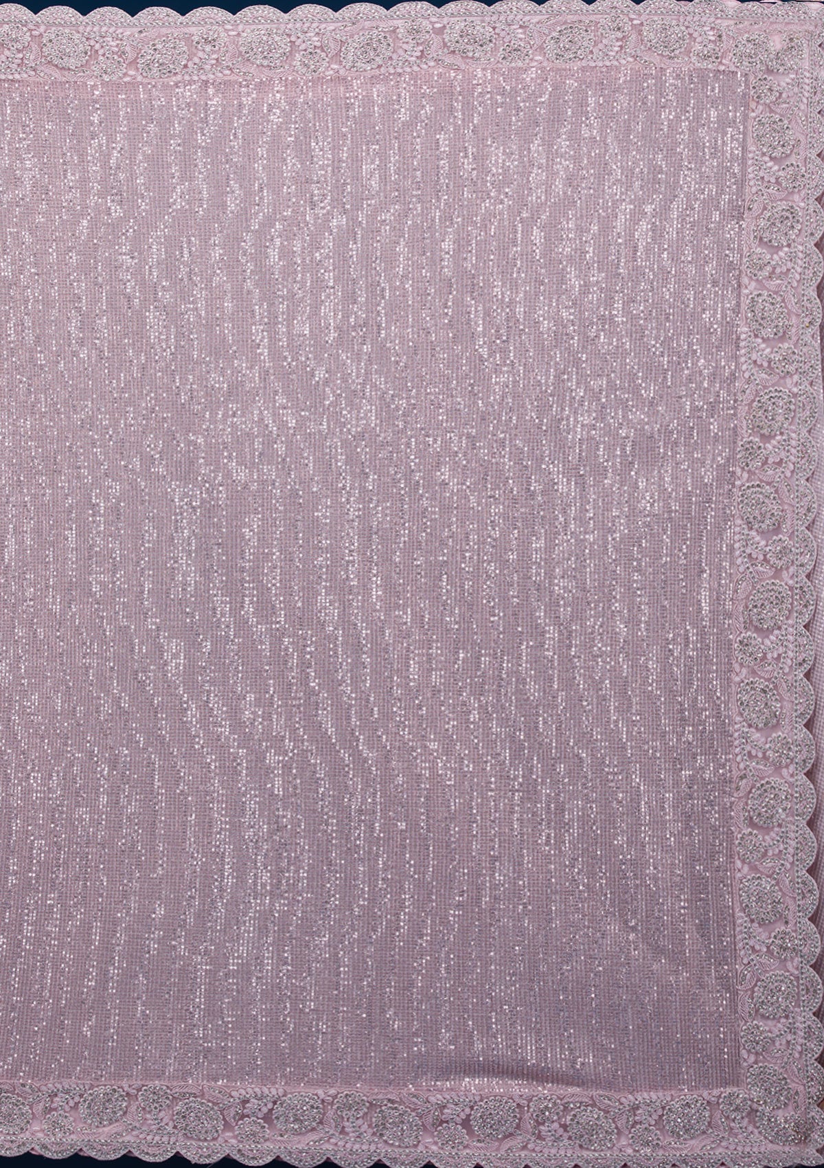 Koskii Baby Pink Threadwork Net Saree – Women's - view 7