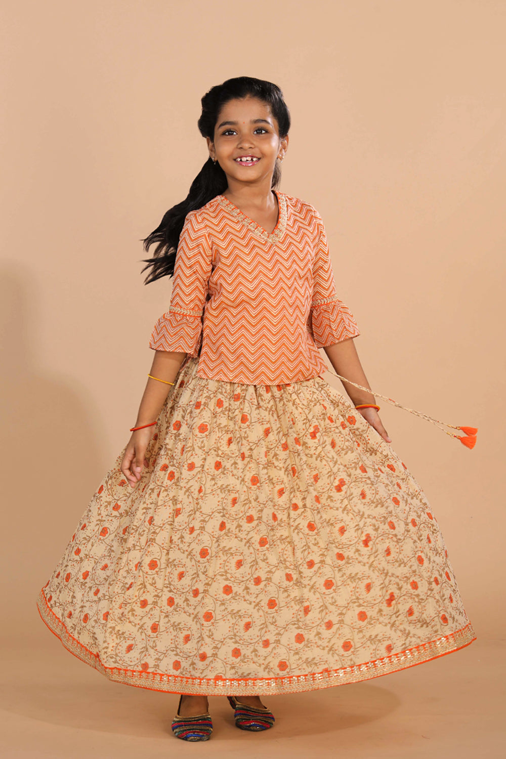 Kalanjali Ethnics Festive girls Ghagra set – OFF WHITE - view 2