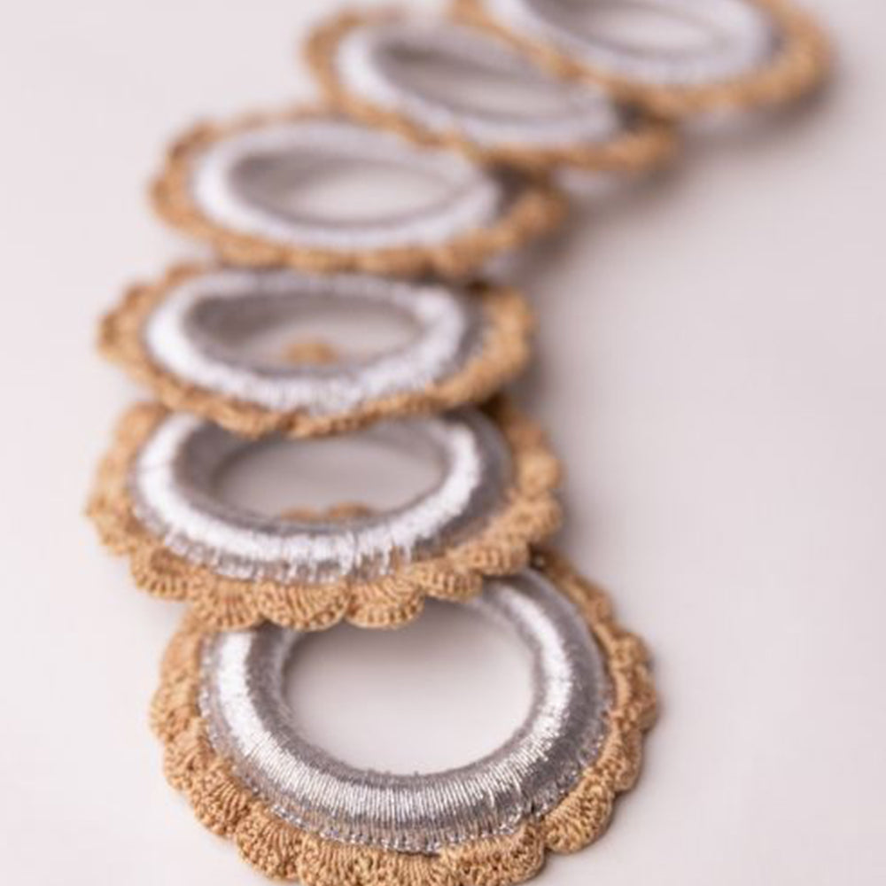 Beige - Samoolam Handmade Crochet Ziba Napkin Holders (Scallops ~ Set of 6) - view 3