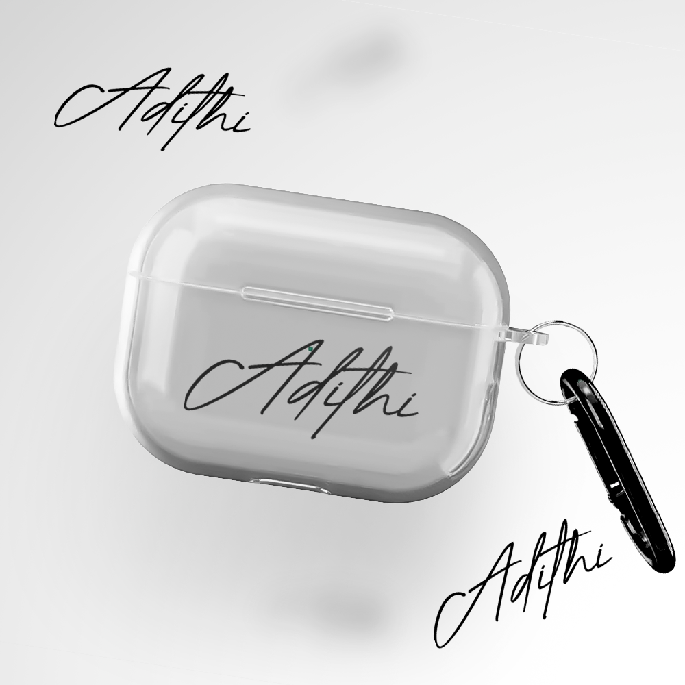 Cover It Up Custom Cursive Name Clear Airpods Pro Case Covers - view 2