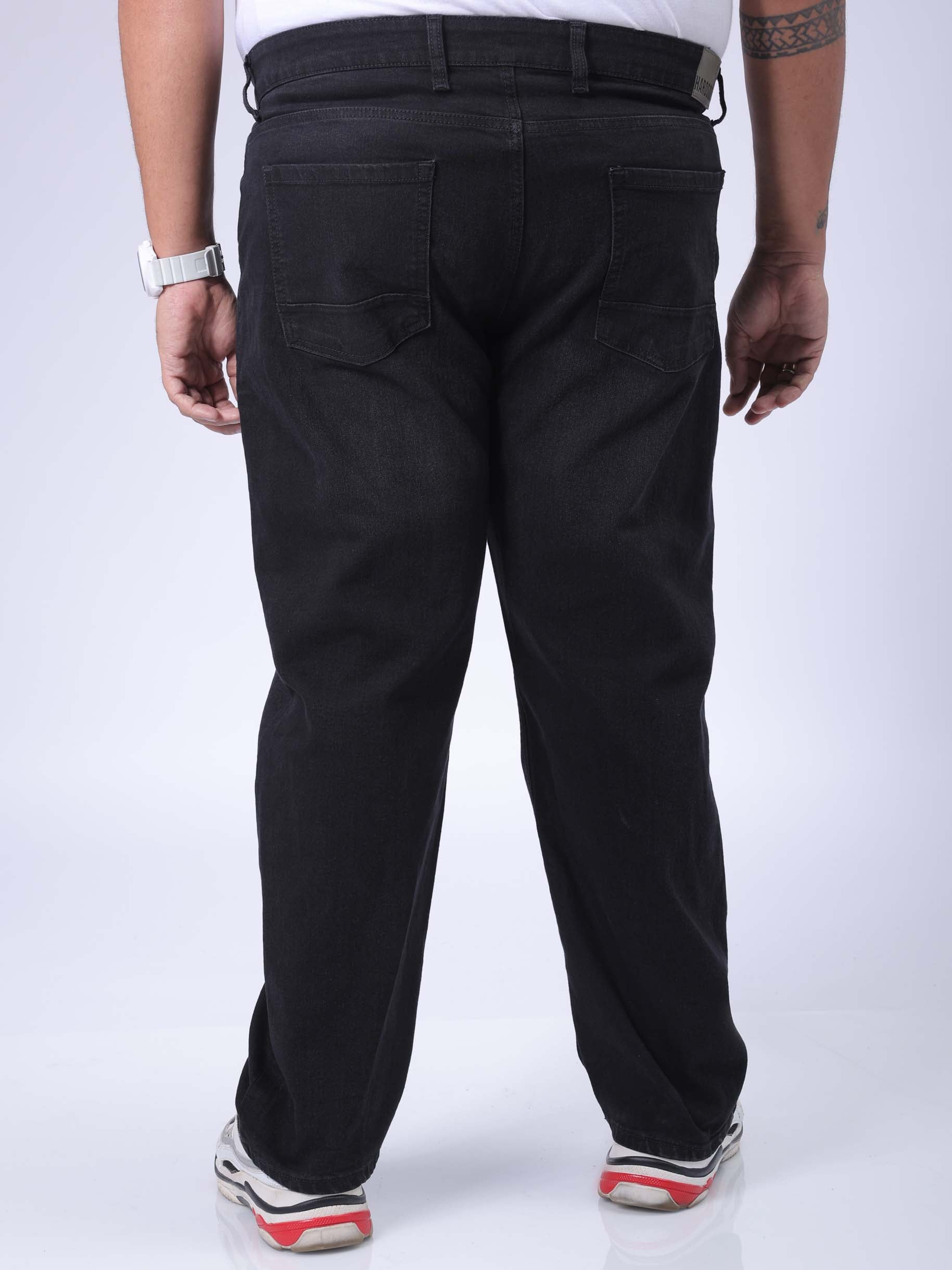 HARDSODA Men's Plus Size Black Vintage Straight Fit Solid Jeans - view 5