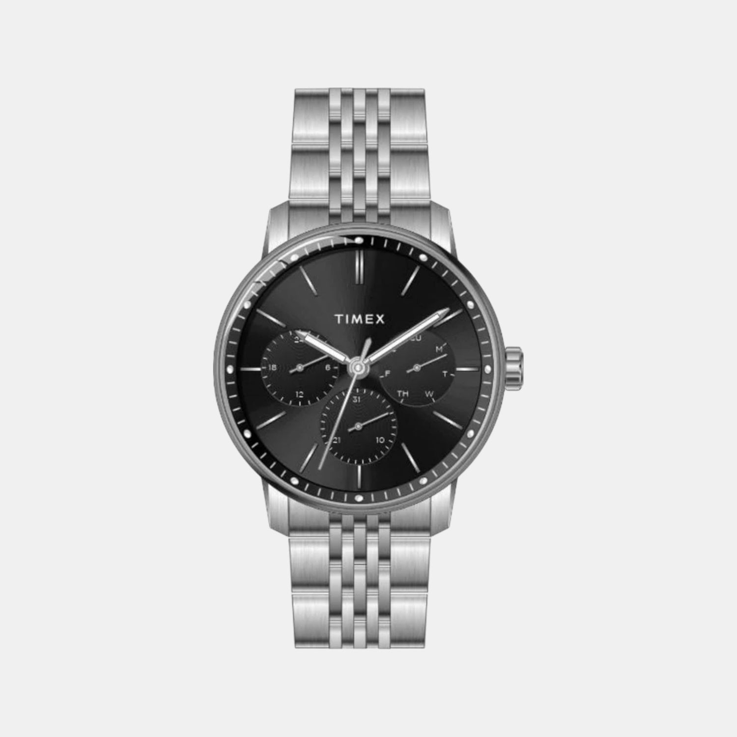 Timex Fashion Men Quartz Black Dial Multi-Function Stainless Steel Watch TWEG25406