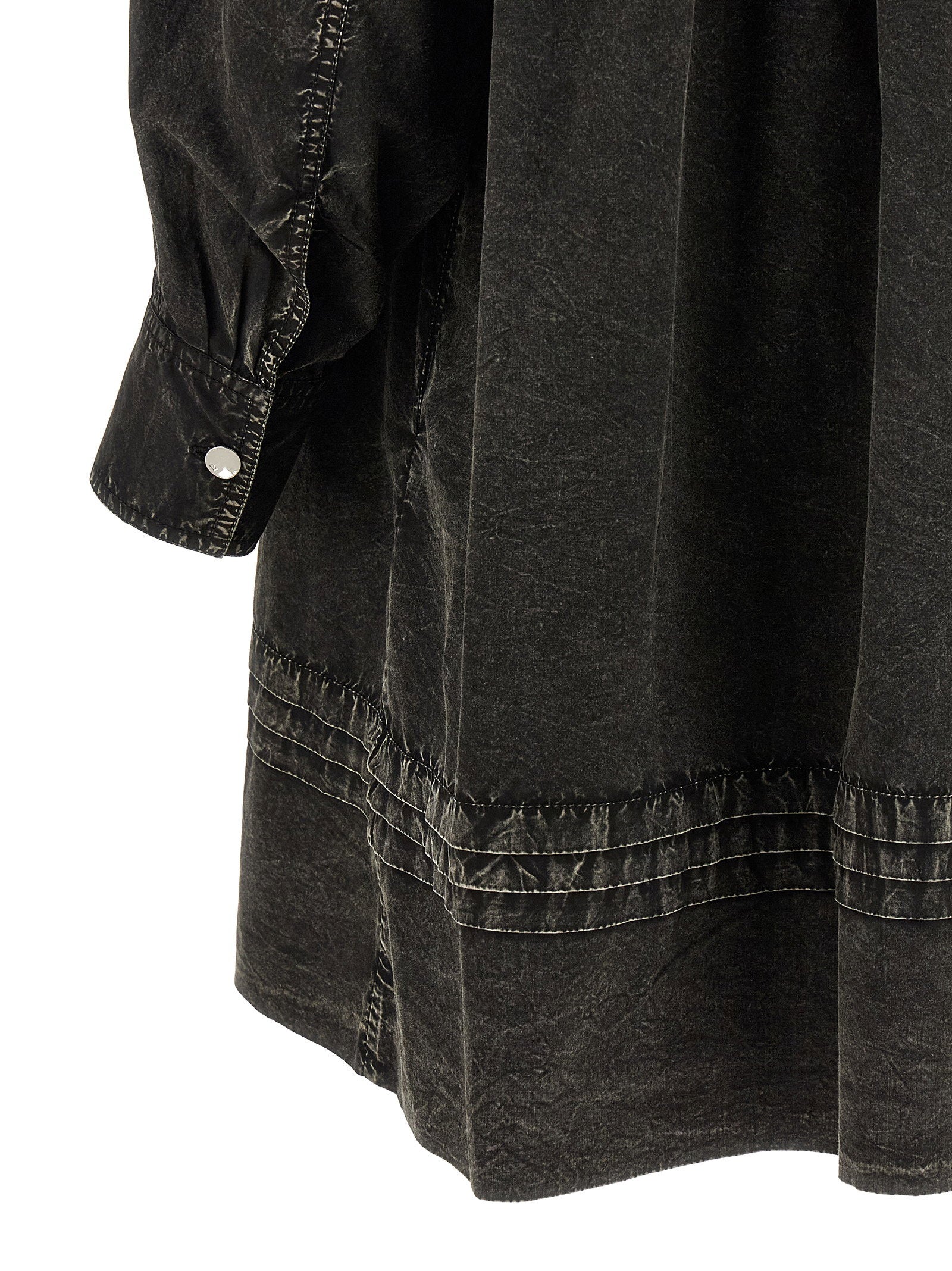 Ganni Black Washed Mini Shirt Dress – 100% organic cotton - view 4