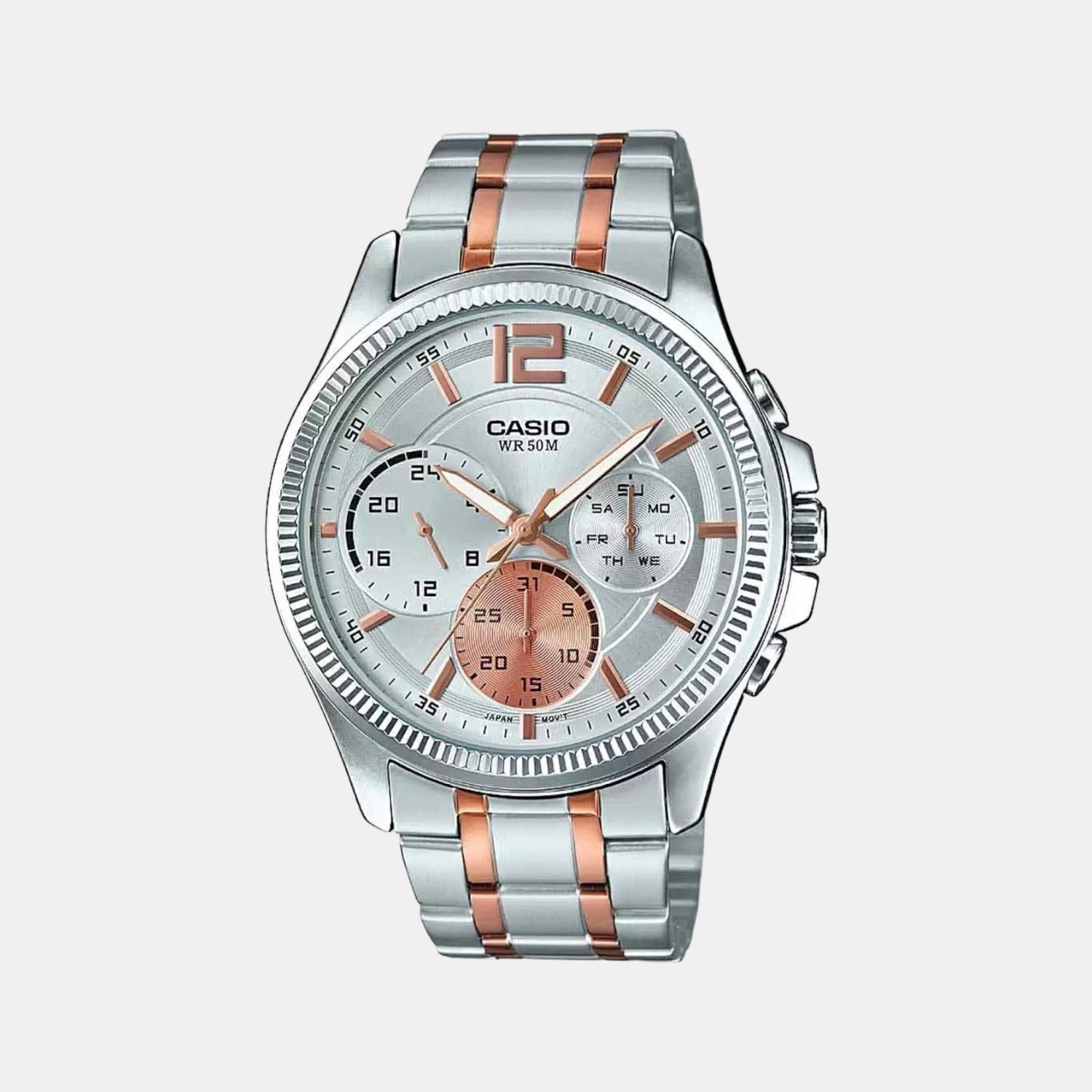 Casio Enticer Men Quartz Silver Dial Chronograph Stainless Steel Watch A1662