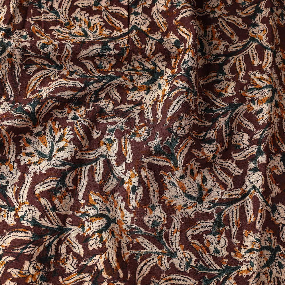 DASTKAR Brown - Kalamkari Block Printing Natural Dyed Cotton Fabric - view 3
