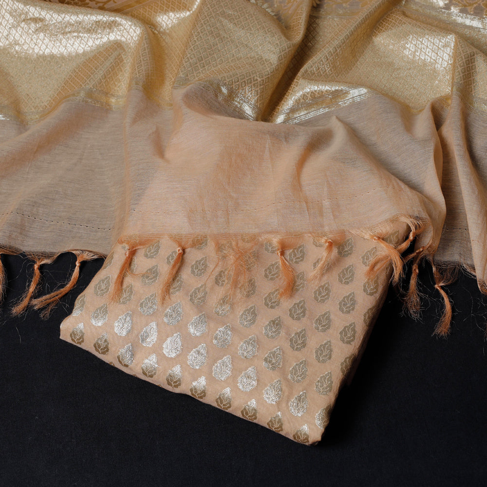 BANARASI BY MAQBUL HASAN Beige - 2pc Cotton x Viscose Zari Banarasi Dress Material - view 2